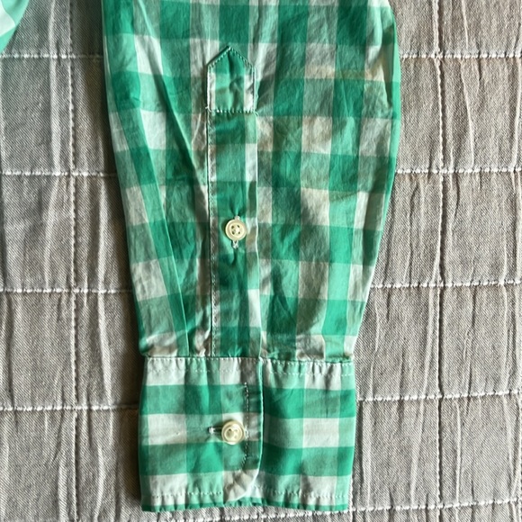 J.Crew Crewcuts NWT Long Sleeve Poplin Shirt, Green and White check, Size 10 - Picture 5 of 7